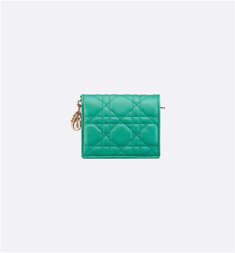 Mini Dioriviera Lady Dior Gardenia Wallet Aquamarina Cannage 